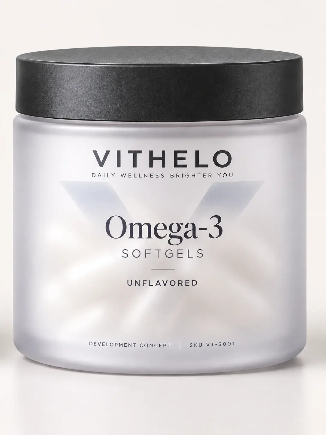 Omega-3 Softgels: product and packaging, bottle