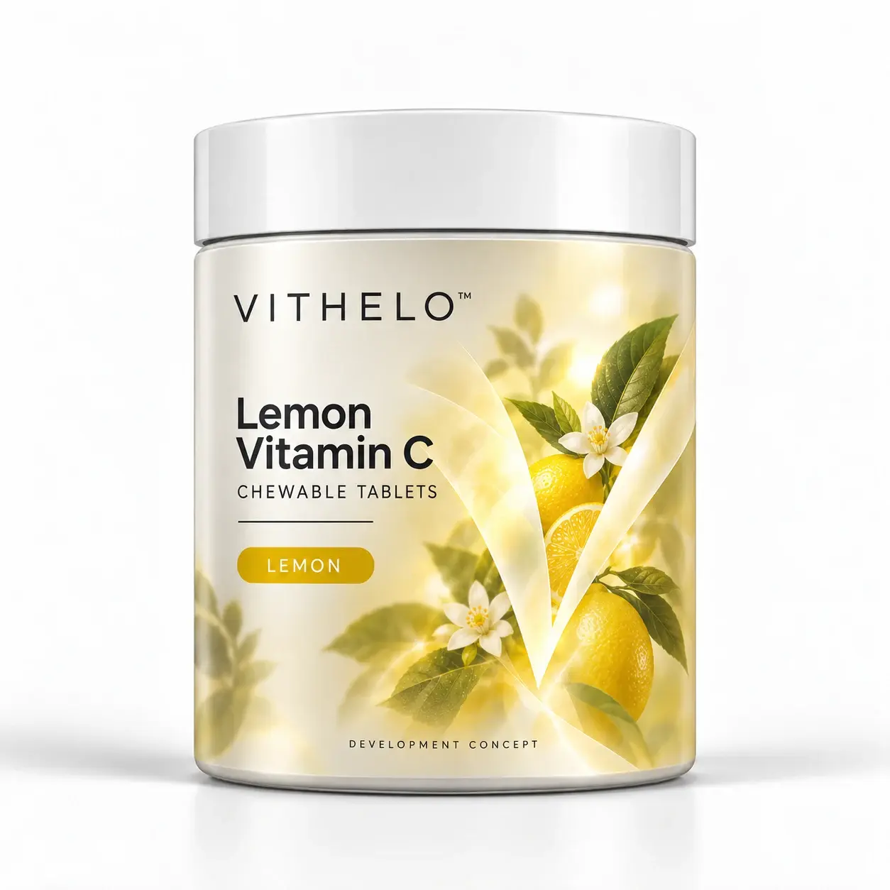 Lemon Vitamin C Chewable Tablets: product and packaging, bottle