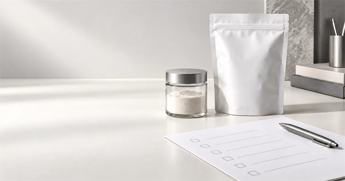 project checklist and unbranded sample packaging for planning market and document requirements